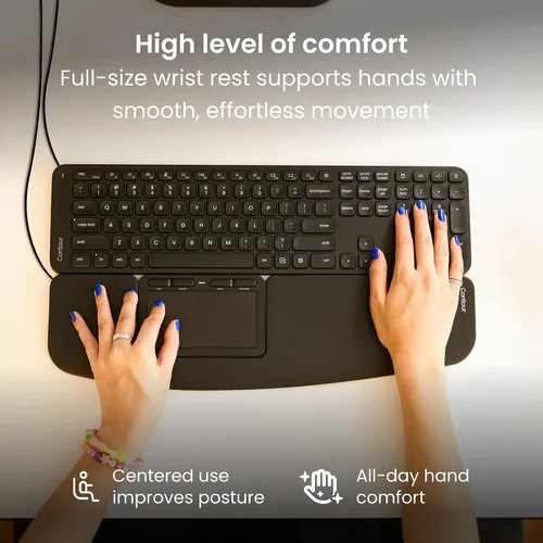 Vista 8 de Contorno táctil: panel táctil ergonómico con cable para Windows 10 y 11, trackpad de cristal multitáctil y de alta precisión, clic en cualquier