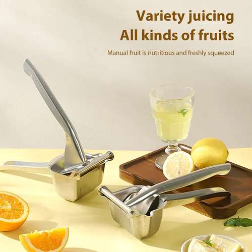 Vista 4 de Manual Squeeze Juicer - Manual Juice Extractor, Stainless Citrus Presser for Lemon Juicing, Handheld Fruit Crusher with 304 Stainless Steel Build