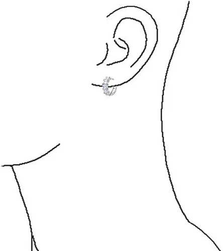 Vista 3 de Juego de aretes de aro Kpop Huggie con corte baguette clásico para novias, para mujeres y hombres, circonita cúbica transparente, plata de ley 925
