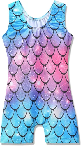 Vista 94 de HOZIY Leotardos de gimnasia para niñas, trajes de ciclismo con patrón adorable brillante