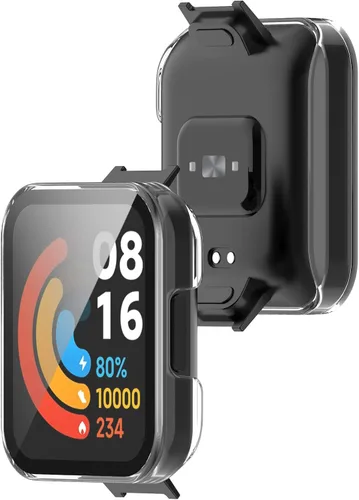 Vista 5 de Paquete de 2 fundas protectoras de pantalla compatibles con Redmi Watch 2 Lite, accesorios de policarbonato de vidrio templado, resistente a
