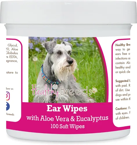 Vista 184 de Healthy Breeds Affenpinscher Toallitas de limpieza de oídos con aloe y eucalipto para perros, 100