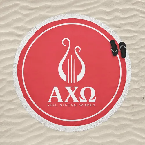Vista 2 de Alpha Chi Omega Sorority - Toalla de playa redonda (60 pulgadas) de gran tamaño, súper absorbente, sin arena, gruesa toalla grande para piscina