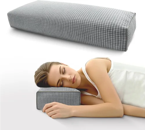 Vista 19 de Almohada ajustable de casco de trigo sarraceno para aliviar el dolor de cuello (21 x 8 x 4), almohada de enfriamiento natural para campamento
