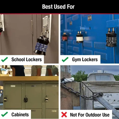 Vista 3 de Master Lock Candado de combinación de palabras, establezca su propia combinación para casilleros de gimnasio y escuela, candado de combinación