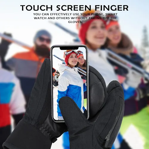 Vista 5 de Century Star Guantes de esquí para hombres y mujeres, guantes de snowboard para pantalla táctil, guantes de nieve impermeables para motos de nieve