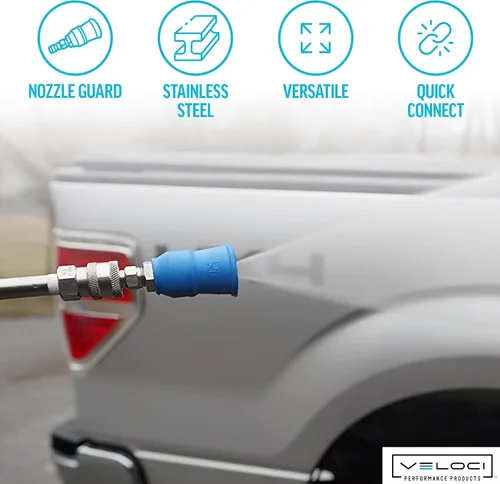 Vista 3 de MTM Hydro Acqualine - Punta de boquilla con protector de goma, 40 grados 4.0 1/4 in Quick Coupler Plug, Helps Prevent Damage to Car Paintwork