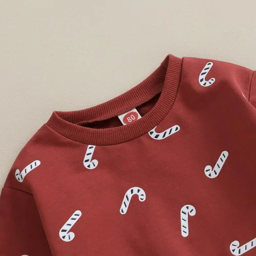 Vista 4 de Conjunto de 2 piezas de sudadera de manga larga con cuello redondo y pantalones deportivos para bebé niño