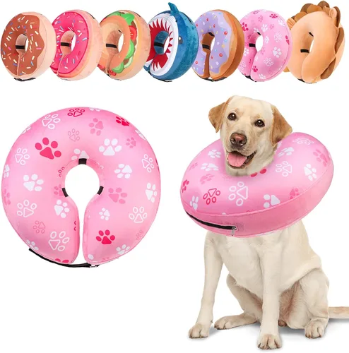Vista 18 de BEAUTYZOO Alternativa al cono para perro después de la cirugía para perros grandes, medianos y pequeños, collar de cono inflable suave para perros