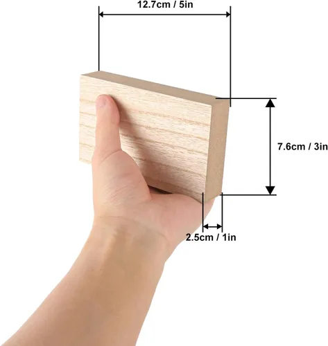 Vista 2 de Paquete de 30 bloques rectangulares de madera MDF sin terminar, bloques de madera de 3 x 5 pulgadas para manualidades, proyectos de bricolaje