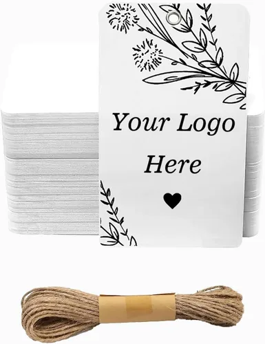 Vista 7 de 500 etiquetas de regalo personalizadas con cuerda, etiquetas de papel kraft, envoltura de regalo para artes y manualidades, bodas, Acción