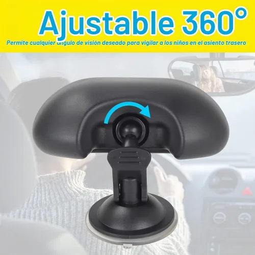 Vista 3 de Espejo retrovisor de bebé para automóvil, parabrisas frontal para bebé, espejo retrovisor para bebé, espejos ajustables de 360 grados para ver niños