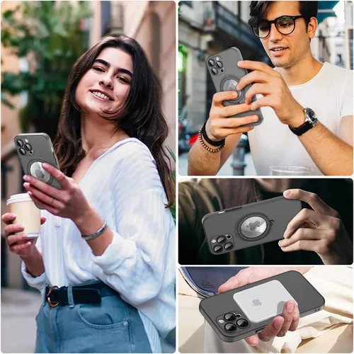 Vista 6 de Funda magnética para iPhone 14 Pro, con anillo de soporte, [compatible con Magsafe] [protección de cámara] grado militar a prueba de golpes