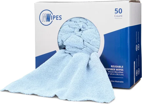Vista 11 de Toallas de microfibra negras Trapos reutilizables de MWipes 50 trapos en una caja Superabsorbentes, lavables a máquina cientos de veces