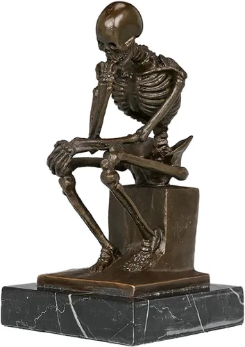 Vista 2 de Estatuas de bronce de esqueleto pensador esculturas de Rodin TPE-998 Figuras de metal para decoración del hogar, 10 piezas
