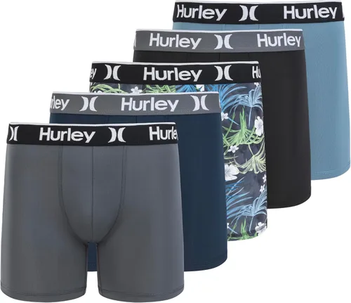 Vista 16 de Hurley calzoncillos tipo bóxer elásticos para hombre, paquete de 5 Combo de helecho de carbón