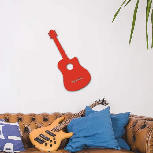 Vista 6 de Luz de guitarra LED única personalizada para colgar en la pared, personalizada con nombre para fanáticos de la música, hombres, mujeres, profesores