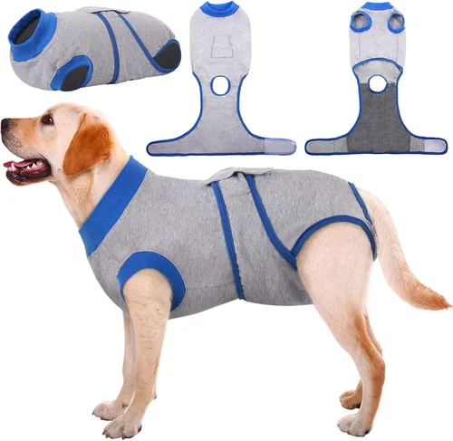 Vista 27 de Kuoser - Traje de recuperación posterior a la cirugía para perros y gatos, camisa profesional y vendaje de heridas abdominales, reemplaza collar