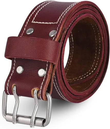 Vista 7 de FUERI Cinturón de trabajo de cuero granulado resistente granulado para hombres Cinturón de trabajo de herramientas ajustable para tirantes