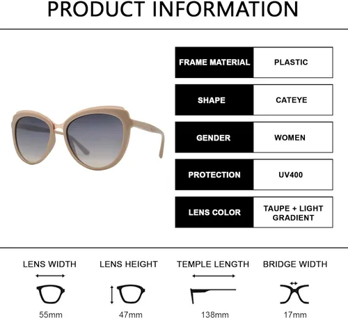 Vista 6 de Froya - Gafas de sol redondas ovaladas Cateye para mujer, protección UV