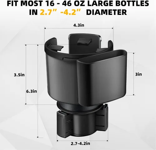 Vista 5 de TYKOR Expansor de portavasos de automóvil, adaptador extensor de portavasos para automóvil con base ajustable, se adapta a YETI de 24/36/46 onzas