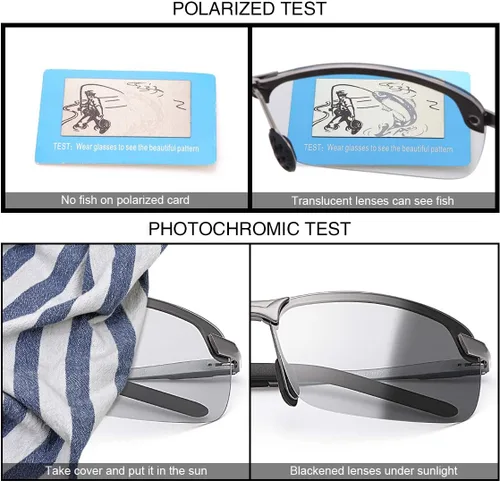 Vista 6 de YIMI Gafas de sol fotocrómicas polarizadas para hombres y mujeres deportes al aire libre conducción antirreflejos UV400 protección z87 gafas