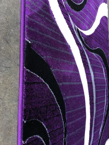 Vista 3 de Tapete moderno para puerta, color morado, negro y gris, alfombra de área contemporánea Swirl Contempo 344 (2 pies x 3 pies 4 pulgadas)