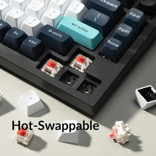 Vista 7 de Keychron Q1 Max RGB QMKVIA Teclado mecánico personalizado, perilla programable de metal completo intercambiable en caliente con interruptor rojo