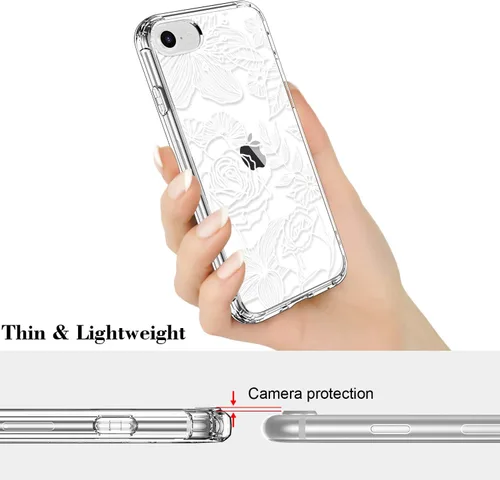 Vista 6 de ICEDIO para iPhone SE 2022, SE 2020, funda para iPhone 8/7 con protector de pantalla, funda transparente de TPU con diseños de moda para niñas