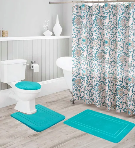 Vista 10 de Kids Zone Home Linen - Juego de accesorios de baño de 16 piezas: tapete de ducha antideslizante, tapete de pie de sanitario antideslizante, tapa