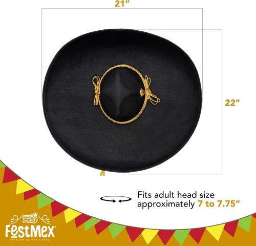 Vista 2 de Sombreros Mexicanos Charro Sombrero Mexicano y Sombrero de Mariachi, Sombrero Tradicional Mexicano para Adultos, Disfraz de Mariachi