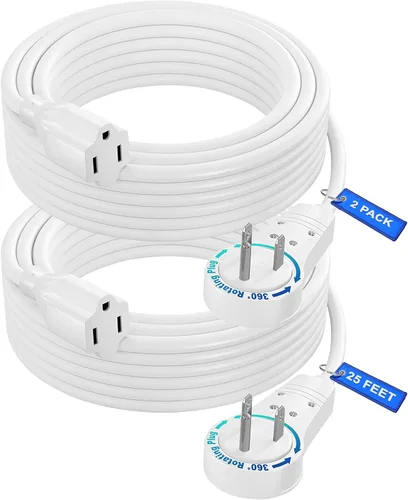 Vista 15 de Maximm Cable de extensión de enchufe plano giratorio de 360°, cable de extensión de 3 clavijas, cable de alimentación de 16 Awg, color negro