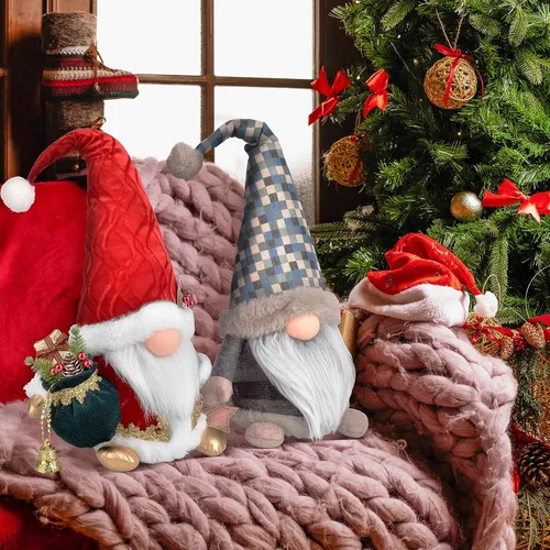 Vista 6 de Decoraciones navideñas de gnomo artesanal – Figura de Gonk nórdico de gran tamaño de 18 pulgadas, bonita decoración escandinava del enano Tomte