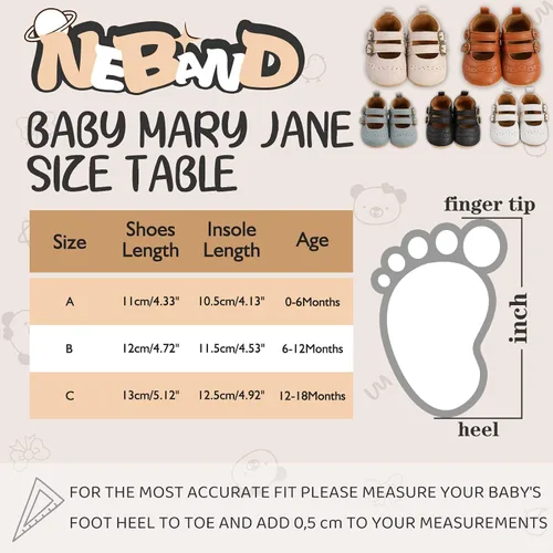 Vista 4 de Mary Jane - Zapatos planos de vestir para bebé, zapatos para recién nacidos, antideslizantes, de piel sintética, para fiesta, escuela, boda