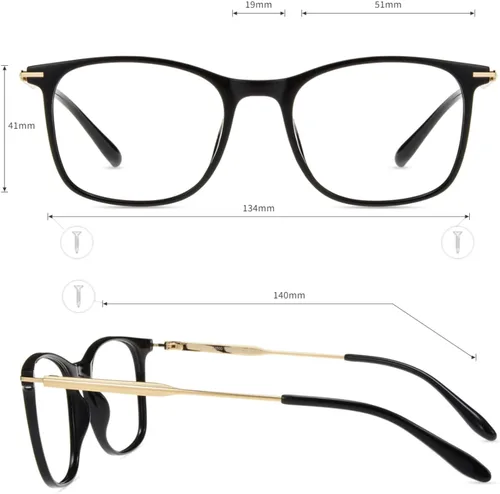 Vista 4 de Firmoo - Gafas de bloqueo de luz azul, antifatiga ocular para computadora, con marcos cuadrados, ligeras, resistentes a arañazos