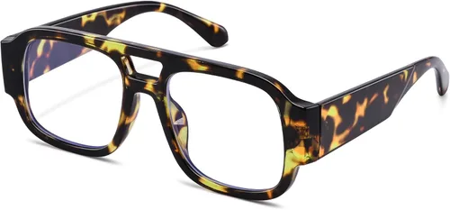 Vista 7 de Oversized Aviator Blue Light Blocking Glasses for Women Cherry Red