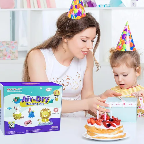 Vista 7 de Aestd-ST Arcilla seca al aire 66 colores, arcilla de modelado para niños, arcilla mágica de bricolaje Molding Clay Kit, 4 Sculpting Tools