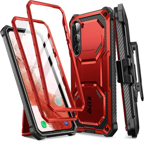 Vista 13 de i-Blason Armorbox - Funda para Samsung Galaxy S23 con soporte y clip para el cinturón, protector de pantalla integrado, 2 marcos frontales