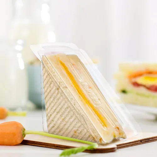 Vista 6 de DOITOOL Sandwich Case 50PCS Caja de embalaje de sándwich de plástico, recipientes de magdalena triángulo transparente para panadería, restaurante