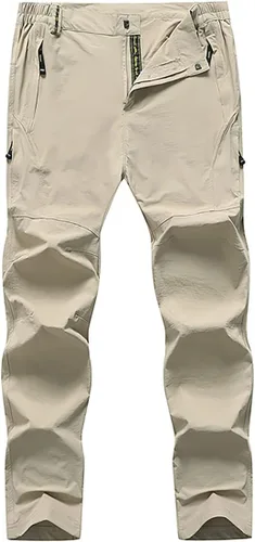 Vista 8 de Pantalones cargo de senderismo de secado rápido para hombre, para exteriores, casual, elástico, transpirable, con múltiples bolsillos (sin cinturón)