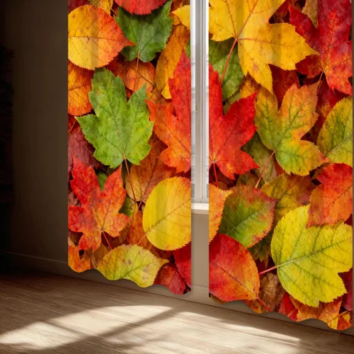 Vista 28 de Shrahala Orange Autumn Autumn Blackout Curtain Tiers, Fall Kitchen Valance Light Blocking Tier Drapes with Rod Pocket, 2 Pack 26 X 24 in