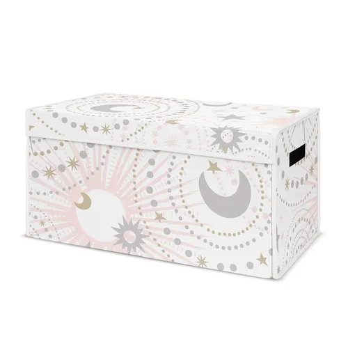 Vista 9 de Sweet Jojo Designs Caja de almacenamiento de juguetes de tela bohemia con arco iris para bebé, habitación de niños, color rosa pálido, oro rosa