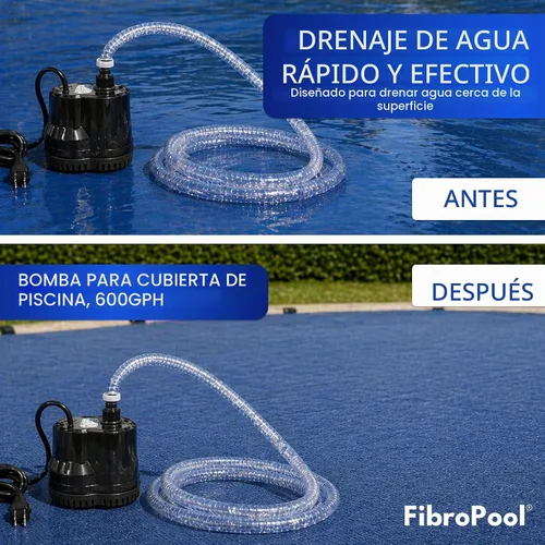 Vista 5 de FibroPRO bomba eléctrica de drenaje para cobertor de invierno para alberca (600 GPH)