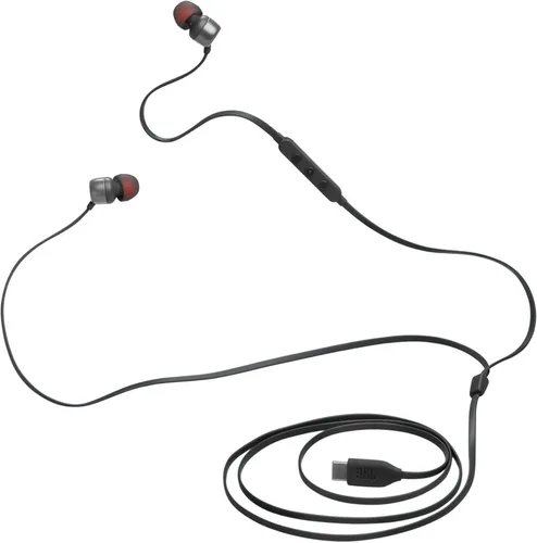 Vista 4 de JBL Tune 310C - Auriculares intraurales con cable de alta resolución, cable plano sin enredos, control remoto de 3 botones con micrófono (negro)
