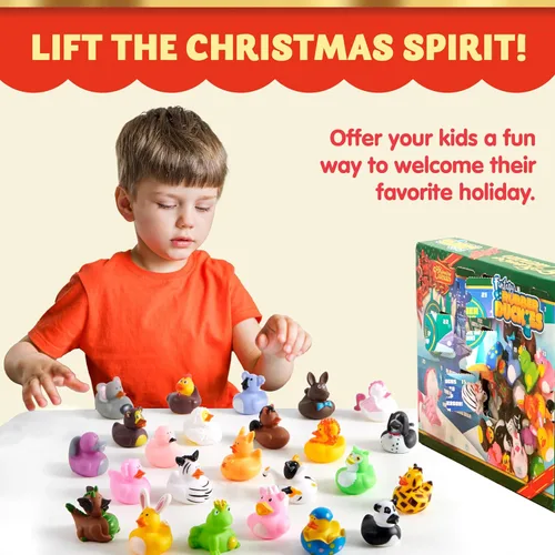 Vista 2 de JOYIN Calendario de Adviento de Navidad 2025 Patos, Patos de Goma para Niños, Niñas, Niños y Niños Pequeños, Regalos de Fiesta de Navidad, Juguetes