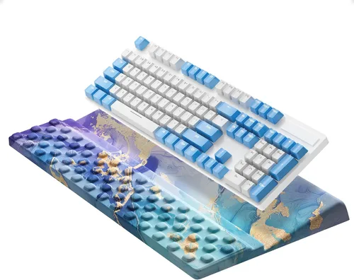 Vista 21 de Ospelelf Almohadilla para reposamuñecas para teclado, cómodo soporte ergonómico para teclado, accesorios de escritorio de oficina, artículos Anémona