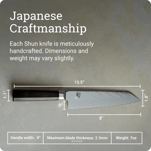 Vista 5 de Shun Cuchillo Kiritsuke de doble núcleo de 8 pulgadas, cuchillo de chef maestro, ideal para la preparación integral de alimentos, auténtico cuchillo
