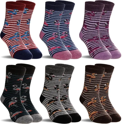 Vista 19 de SeeyAN Calcetines de lana merino para niños y niñas, botas de senderismo, térmicos, cálidos, acogedores, suaves, gruesos, 6 pares