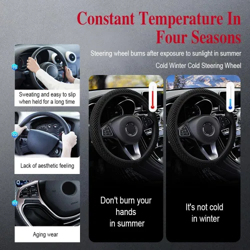 Vista 4 de HAOBO Funda elástica para volante de 15 pulgadas, cómoda funda elástica para volante de automóvil, cómoda y transpirable, funda de volante