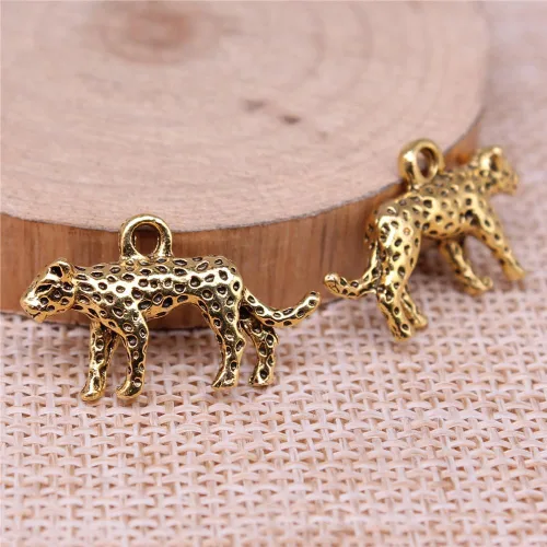 Vista 3 de 30 dijes de leopardo de aleación 3D de guepardo, dijes de animales de imitación de gato grande, accesorios para pulseras, collares, aretes